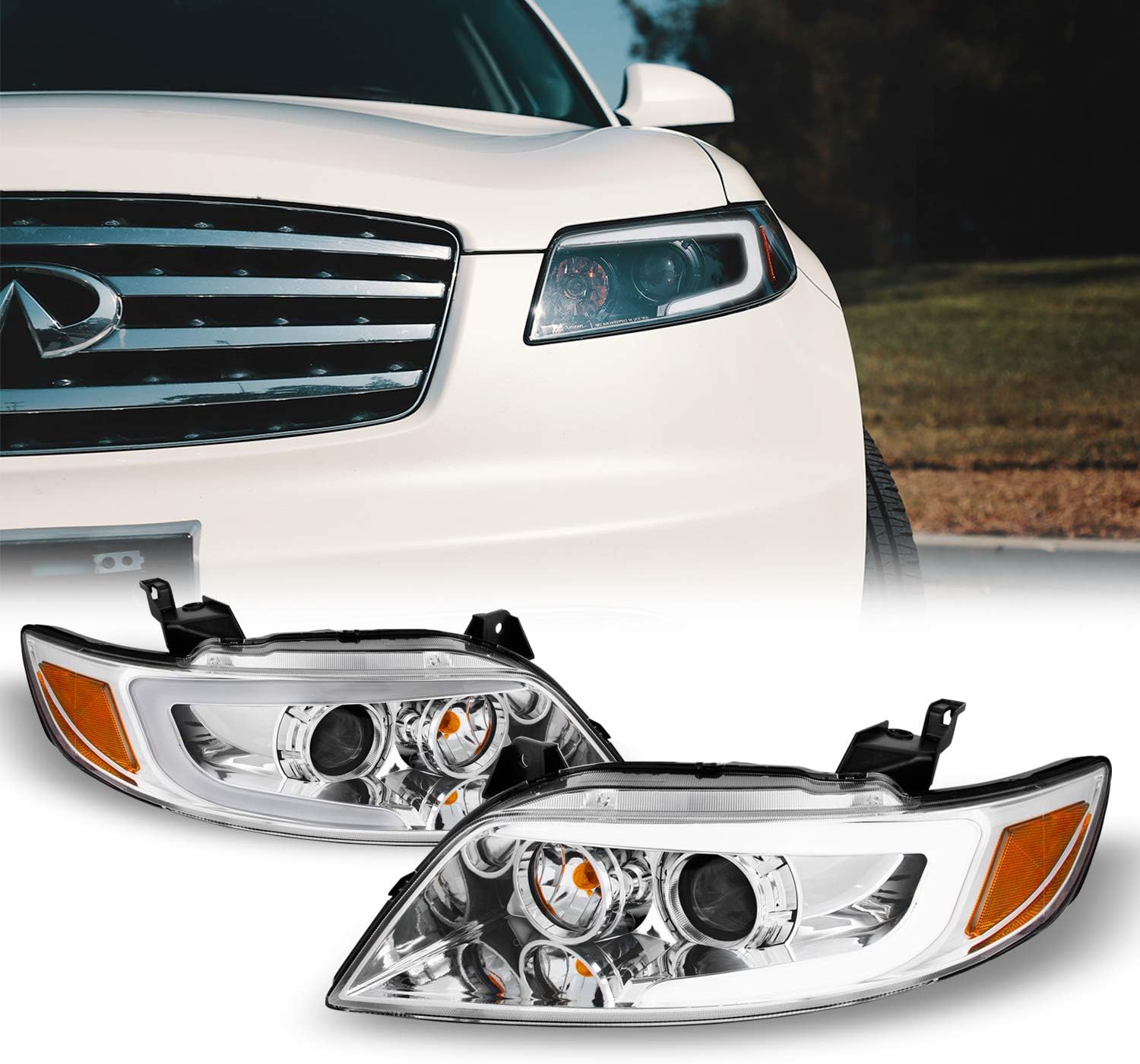 Black LED DRL Switchback Turn Signal Projector Headlights U925306