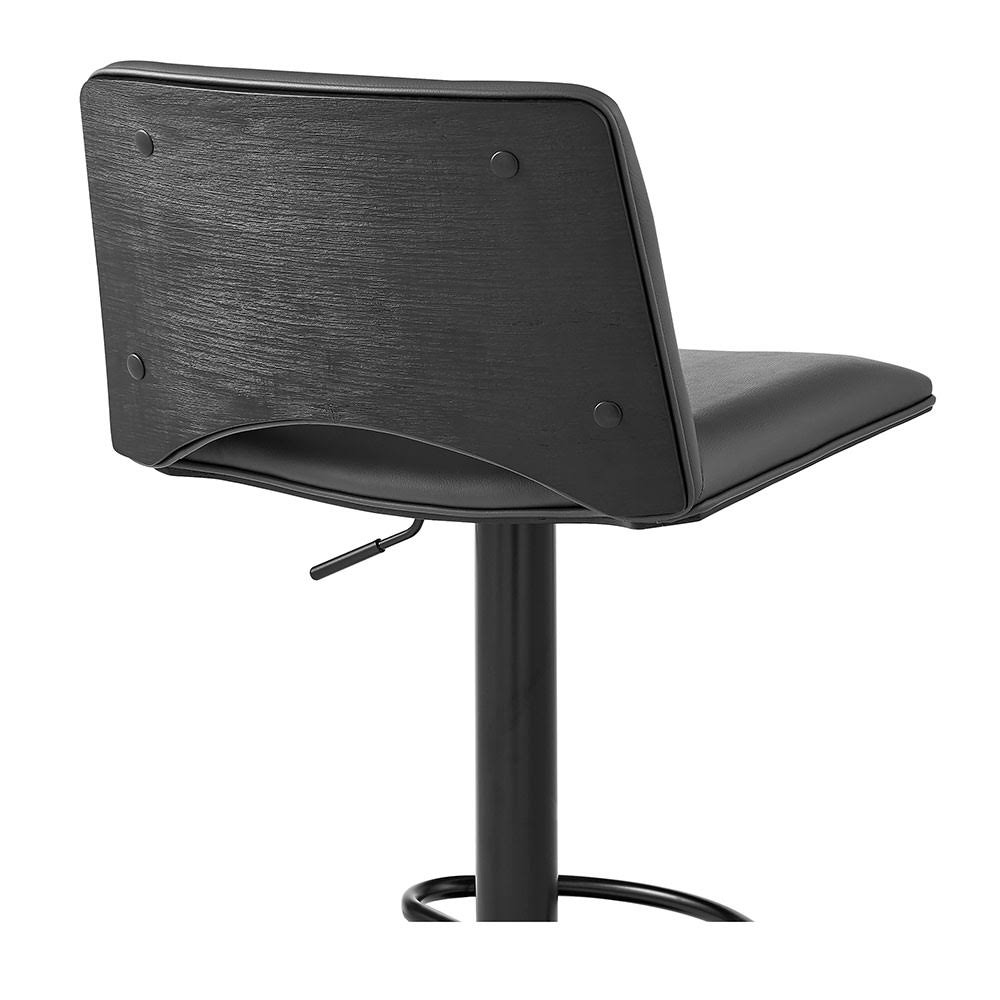 Gray Faux Leather and Black Metal Adjustable Swivel Bar Stool B36605