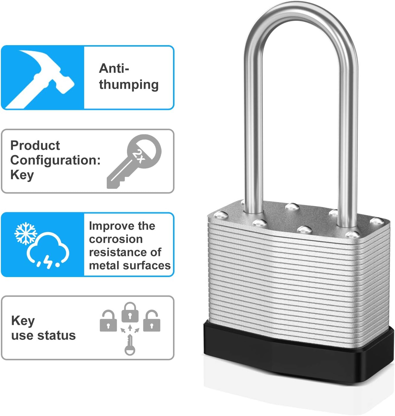 24 Padlocks Keyed Alike, 48 Keys, Pick Resistant Brass Pin Cylinder Padlock F702728