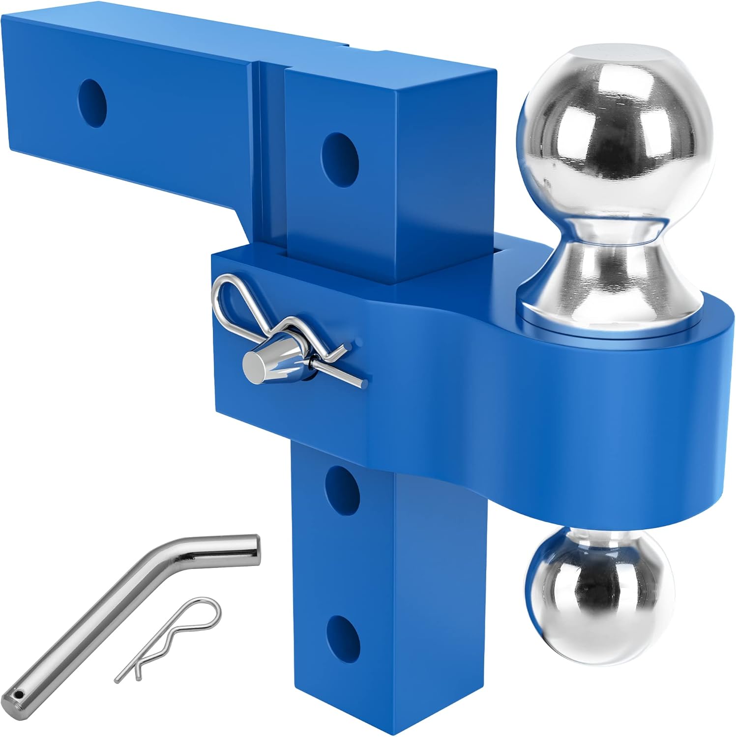 Adjustable Trailer Hitch Ball Mount, 2-Inch Receiver, 6-Inch Drop, Forged Aluminum Shank, 2'' & 2-5/16'' Combo Tow Balls, Stainless Steel Pins, Black P755836