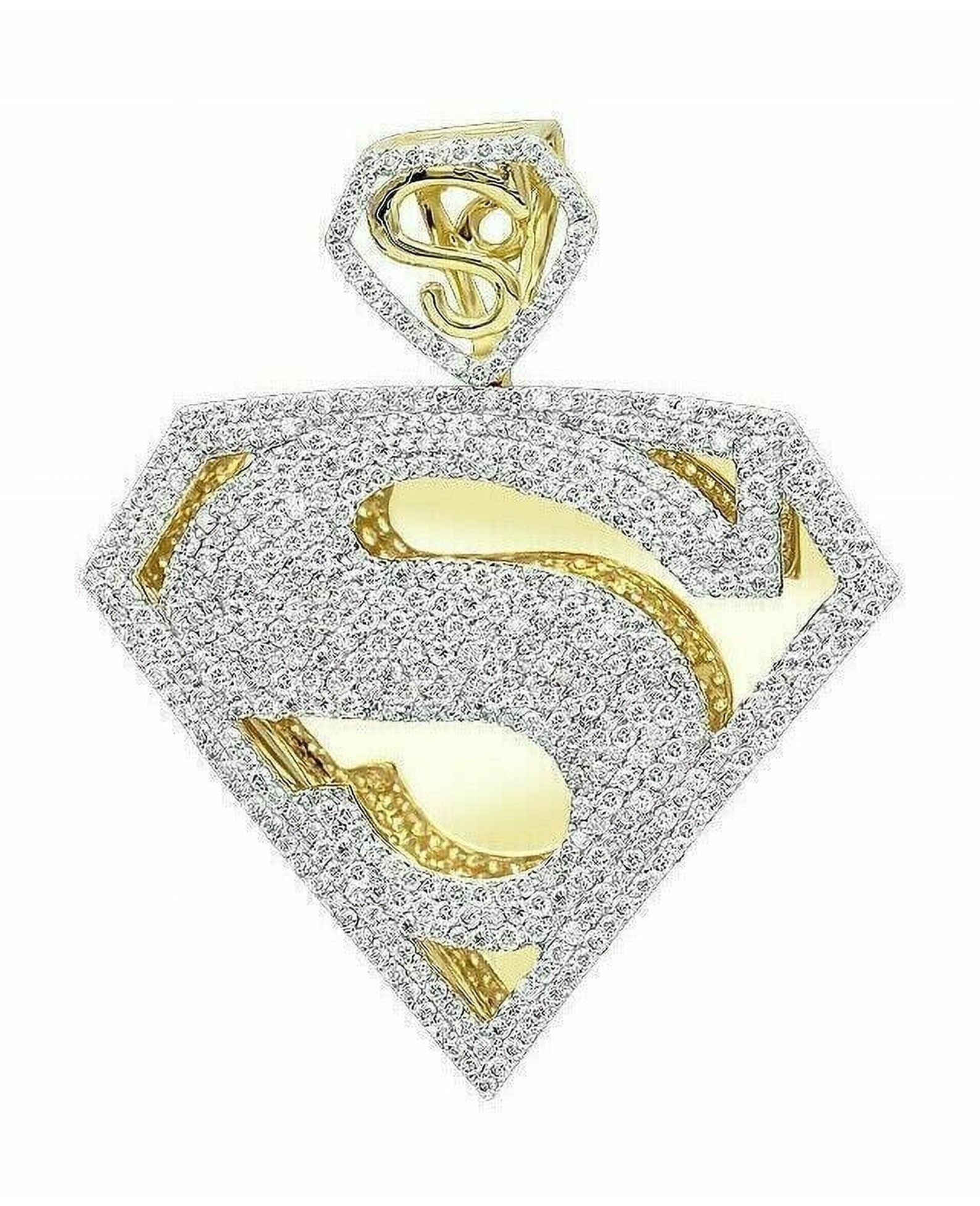 14k Yellow Gold Plated Silver Diamond Pendent N6113