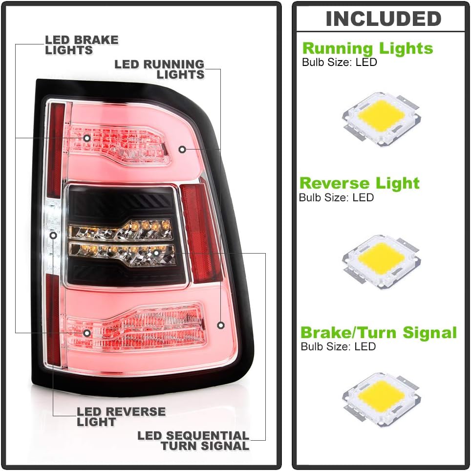 Chrome LED Tail Lights for 2019-2021 Ram 1500 M4294