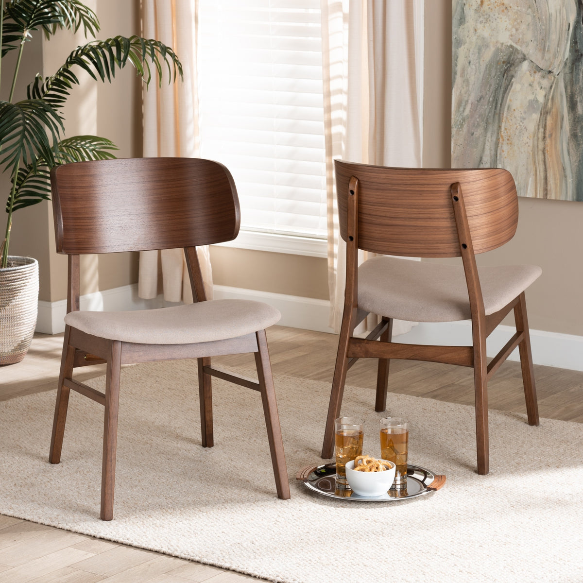 Beige Wood Dining Chair Set (2PCs) N4250