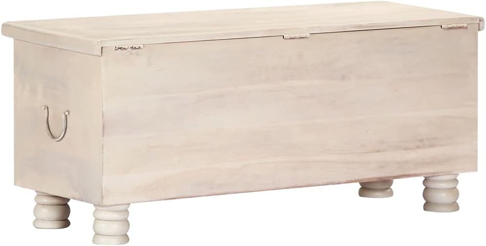 White Solid Acacia Wood Storage Box L11628