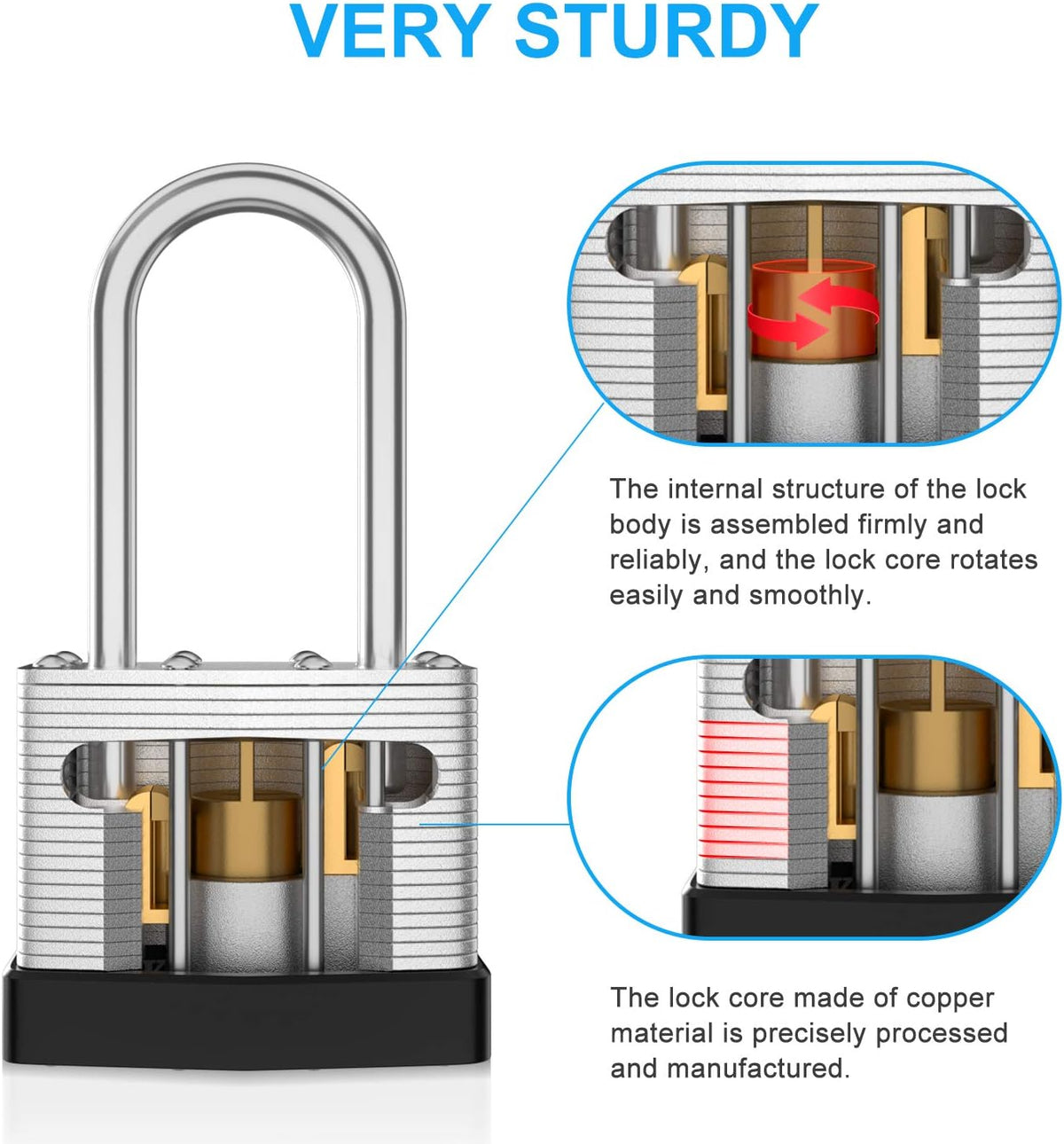24 Padlocks Keyed Alike, 48 Keys, Pick Resistant Brass Pin Cylinder Padlock F702728