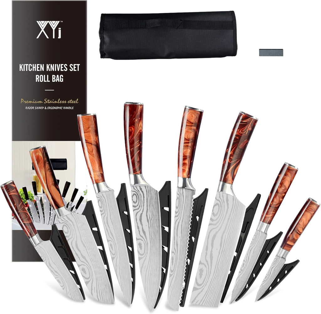 8-pieces Stainless Steel Kitchen Knife Set with Carry Roll Bag L3811