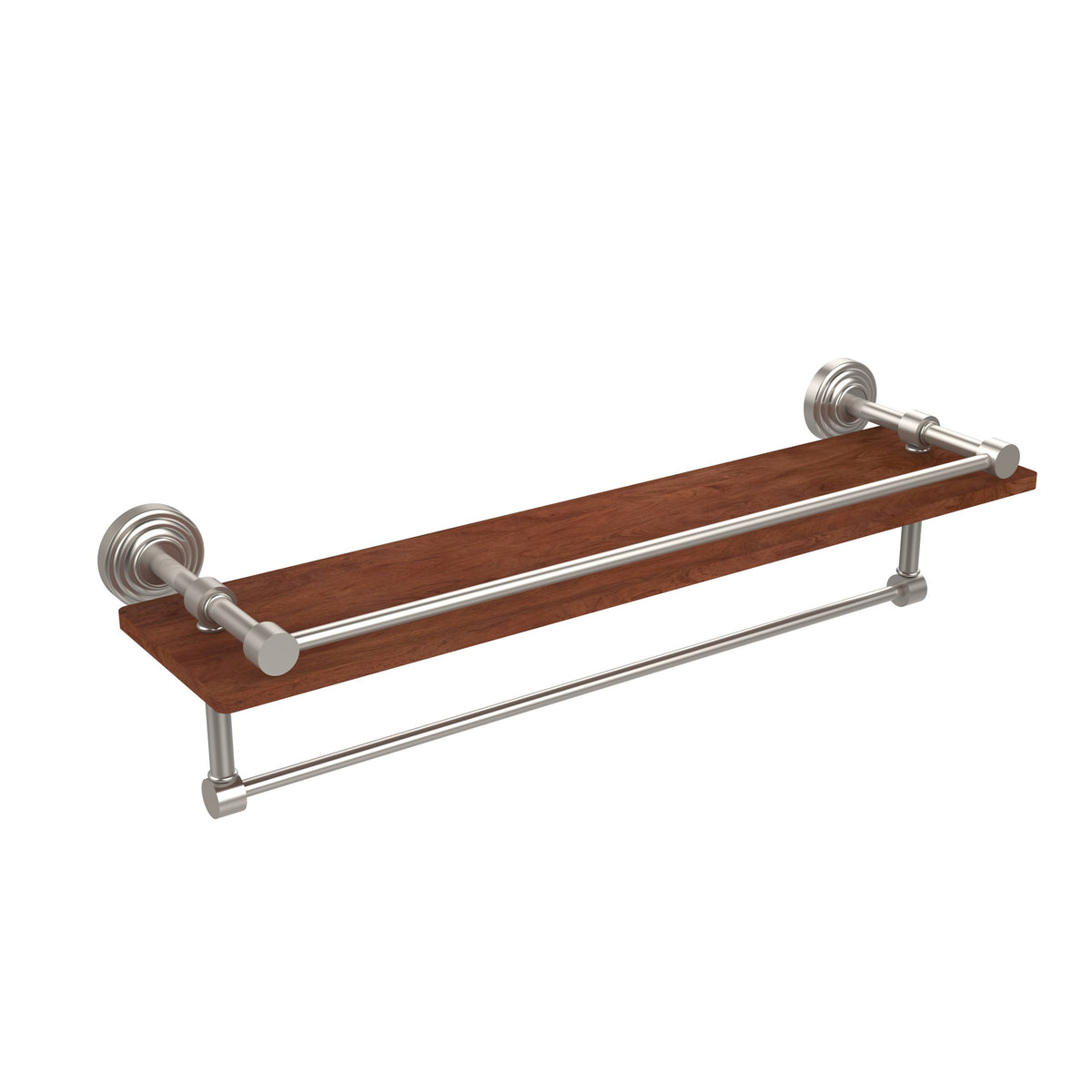Satin Nickel Ironwood Shelf with Gallery Rail and Towel Bar C598372