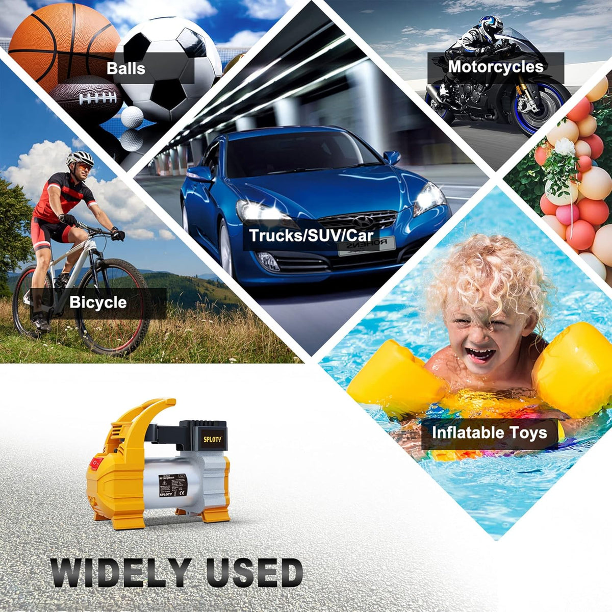 12V DC 140W Portable Tire Inflator with LED Light R3844