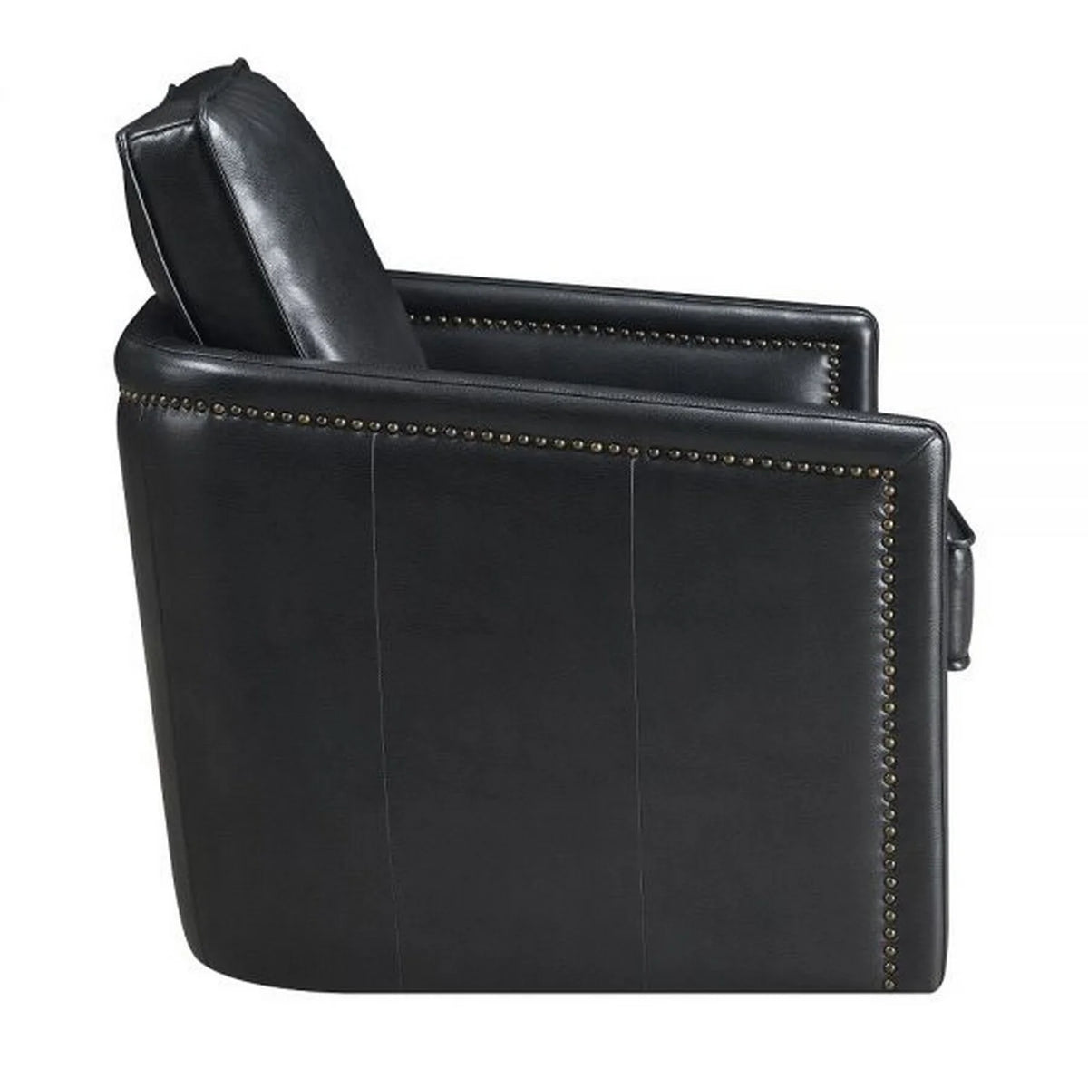Black Faux Leather Swivel Accent Chair I61773