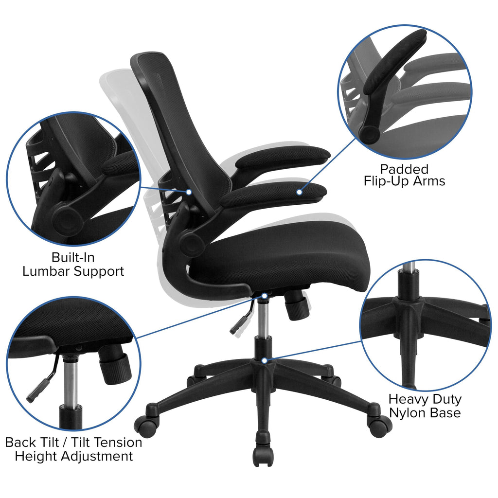 3PC Black Office Set with Desk, Mesh Chair, Filing Cabinet Z5530