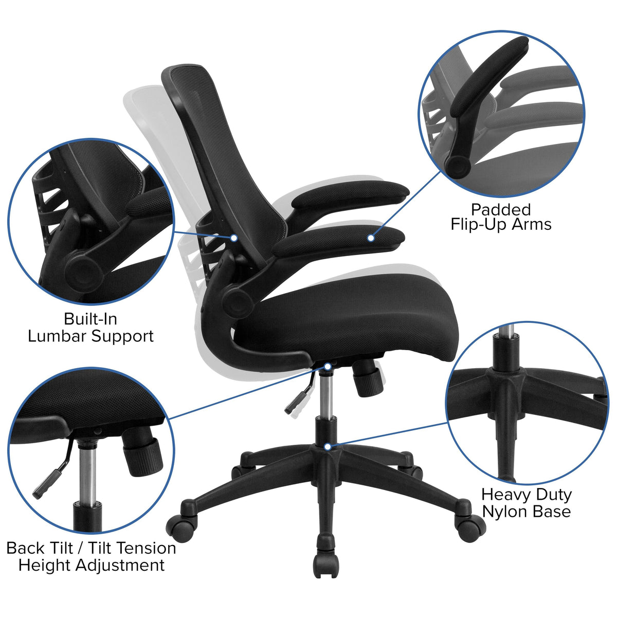 3PC Black Office Set with Desk, Mesh Chair, Filing Cabinet Z5530