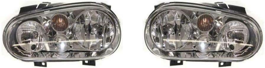 Headlight for 1999-2002 Volkswagen Cabrio Driver and Passenger Side w/Bulbs O858294