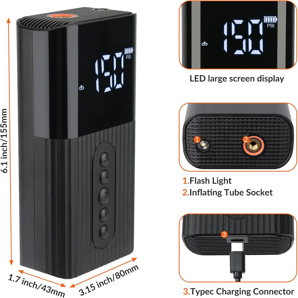 Portable 150PSI Cordless Tire Inflator Air Compressor O50378