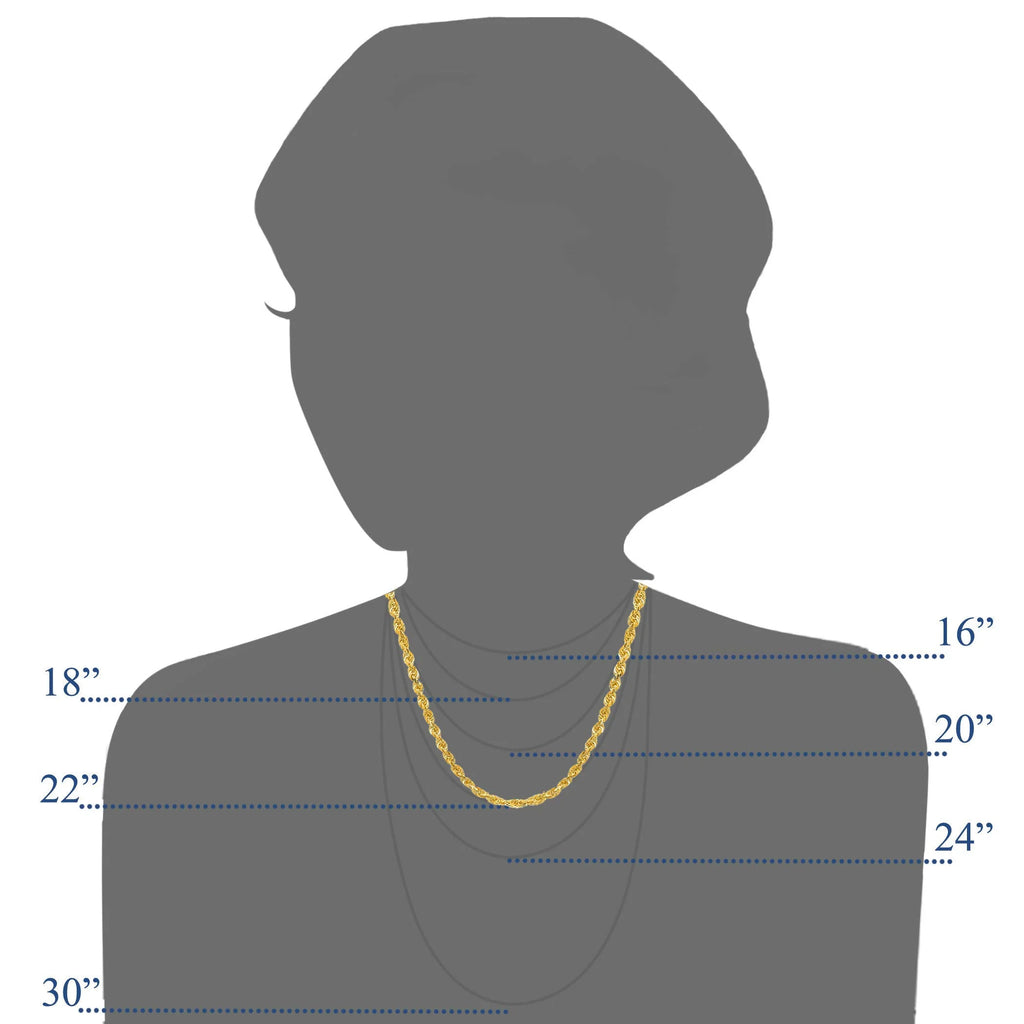 10k Solid Yellow Gold Diamond-cut Rope Chain, 24 Inches X6829