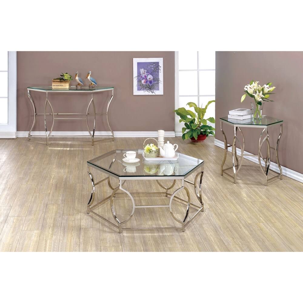 Chrome Glass Top End Table I363847