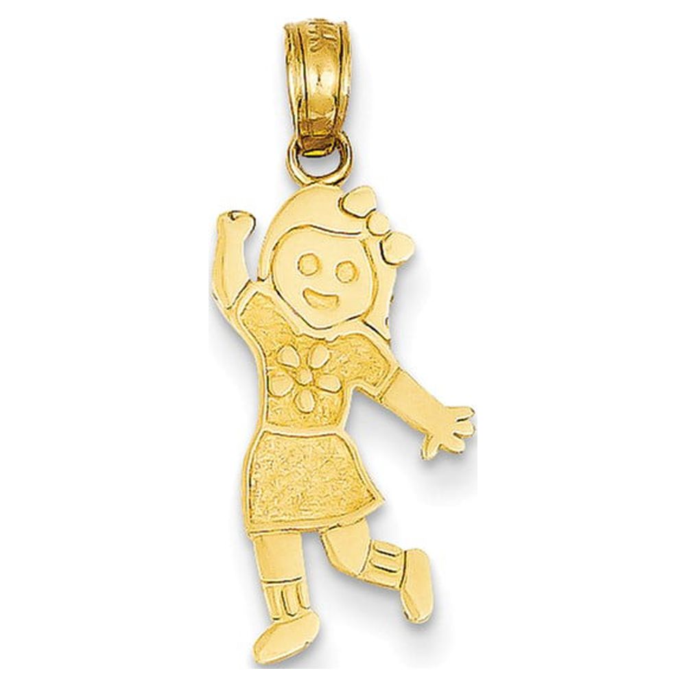 14K Solid Gold Girl Pendant Necklace B565305