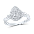 10kt White Gold Pear Diamond Halo Engagement Ring 1 Cttw P64331