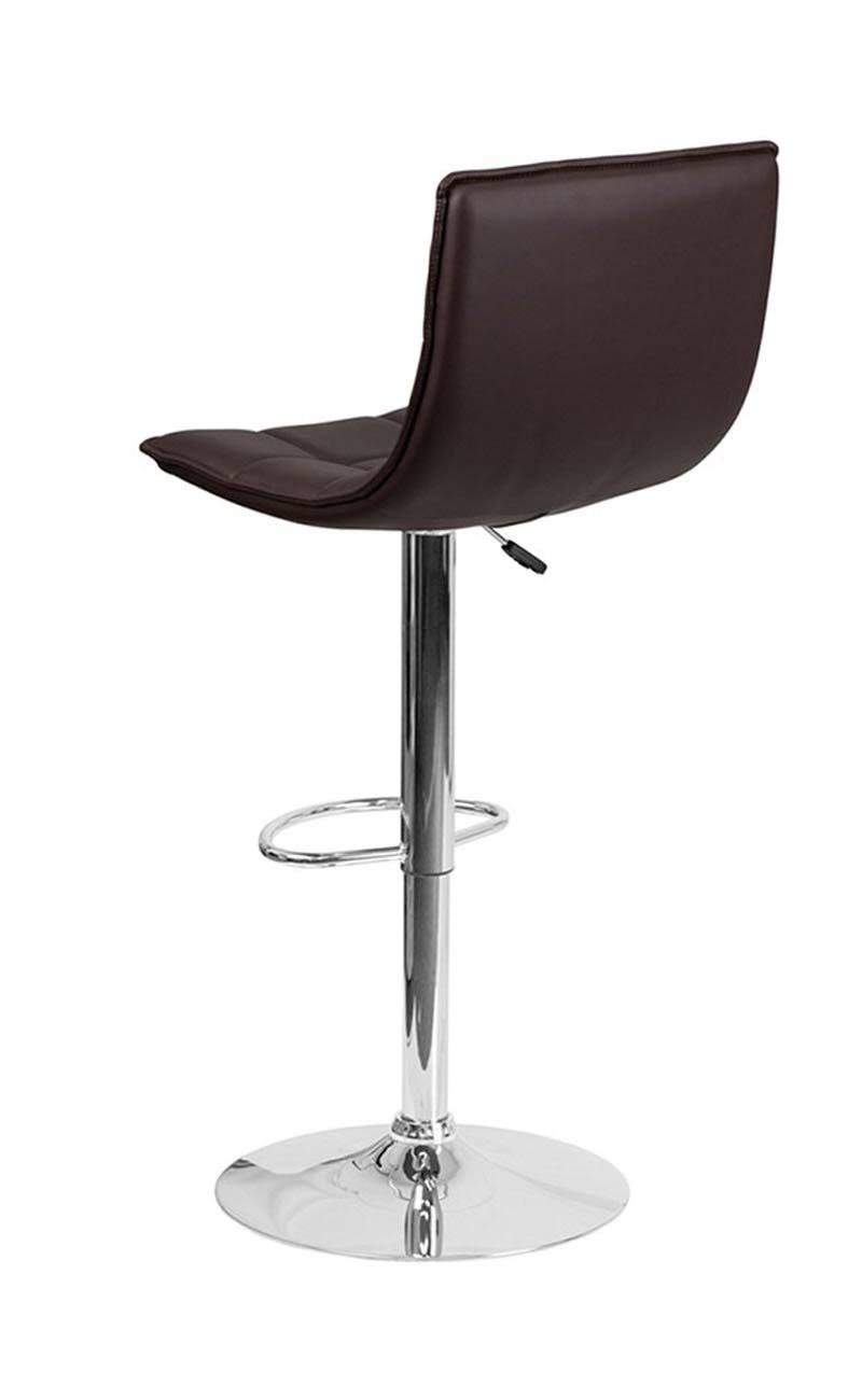 Orange Quilted Vinyl Adjustable Height Barstool with Chrome Base F866