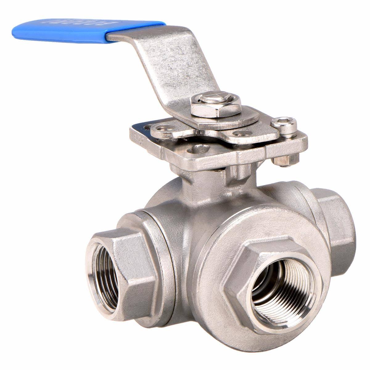 3/4 in 3-Way 3-Piece 316 Stainless Steel Ball Valve B8096