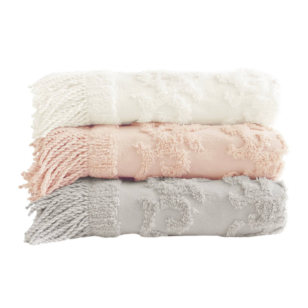Off-White Chenille Tufted Throw, 50" x 60" G1846
