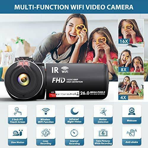 WiFi Vlogging Camera 3x22 IPS Touch Screen Night Vision Ultra HD 1080p 30fps 26MP P1031