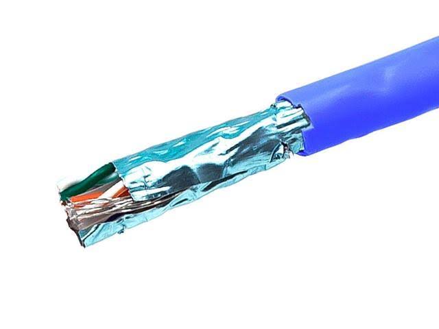 Solid 550Mhz F/UTP CMR Riser Rated Pure Bare Copper 23AWG 500ft Blue Ethernet Bulk Cable M617858