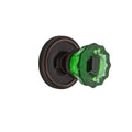Crystal Emerald Glass Double Dummy Door Knob in Timeless Bronze C2065