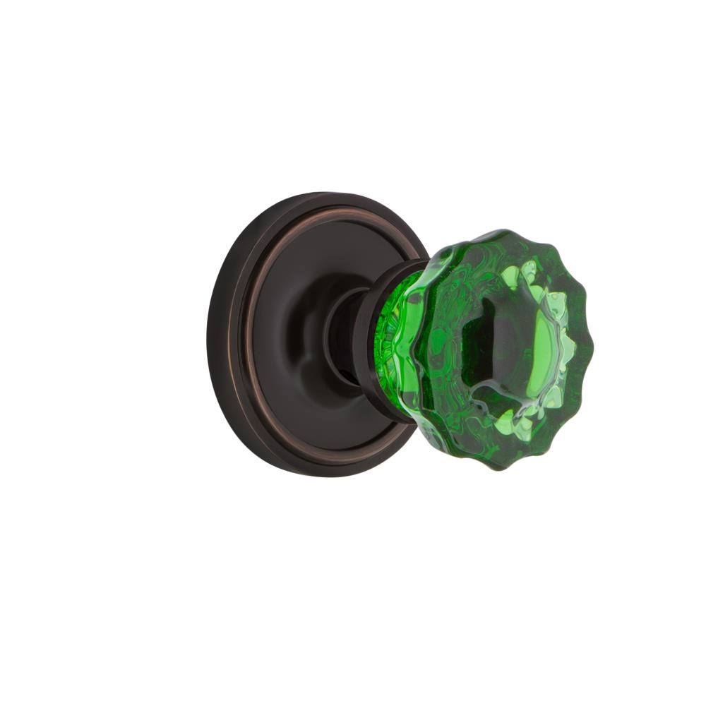 Crystal Emerald Glass Double Dummy Door Knob in Timeless Bronze C2065