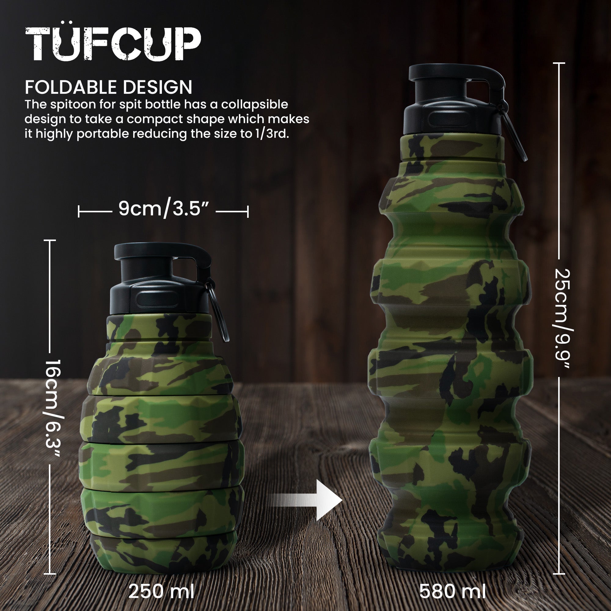 Green Camo Collapsible Spill Resistant Silicone Spit Cup with Lid J99201
