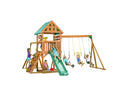 Wooden Swing Sets with Tarp Roof & Green Slide Z373