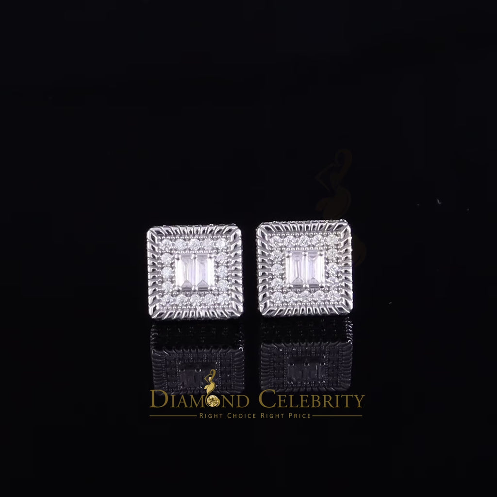 1.0ct Moissanite 925 White Silver Square Stud Earrings K834832