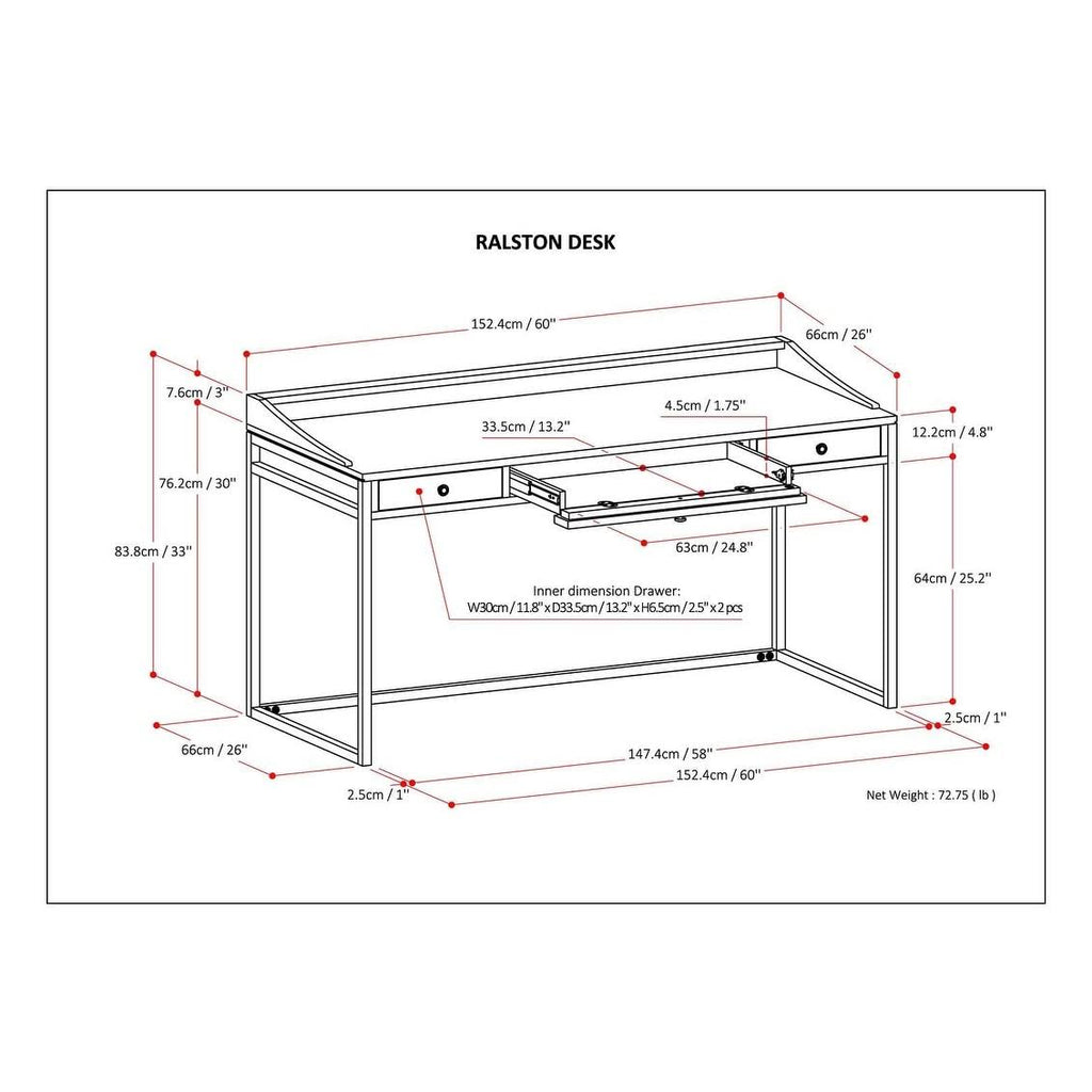 Solid Acacia Wood Writing Office Desk U828074
