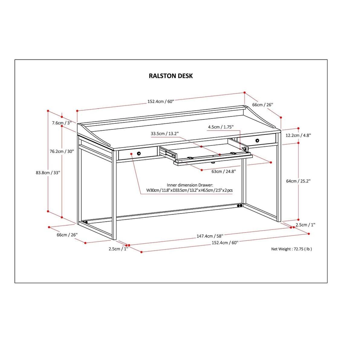 Solid Acacia Wood Writing Office Desk U828074