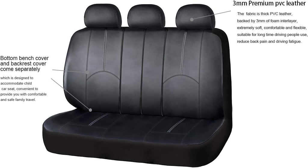 Black Full Set Faux Leather Car Seat Covers L425707