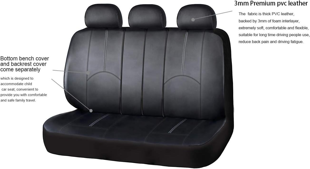 Black Full Set Faux Leather Car Seat Covers L425707