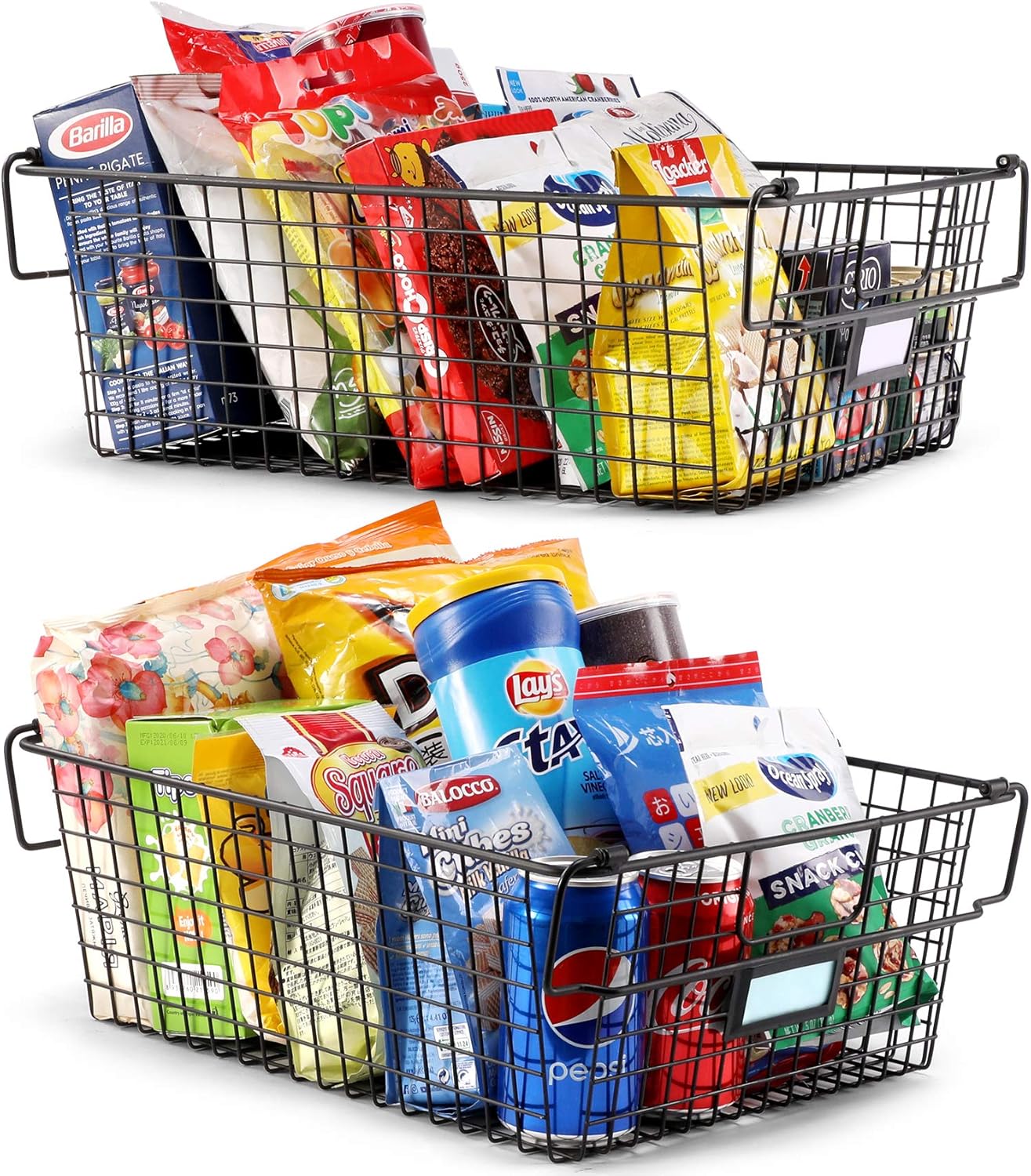 4 Pack Stackable Wire Baskets Metal Storage Bins B4874