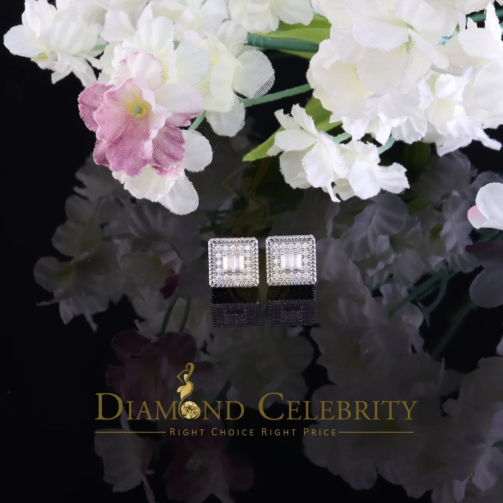 1.0ct Moissanite 925 White Silver Square Stud Earrings K834832