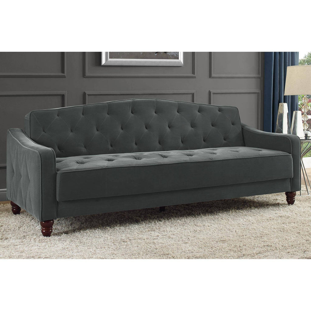Gray Velvet Tufted Sofa Sleeper F861571