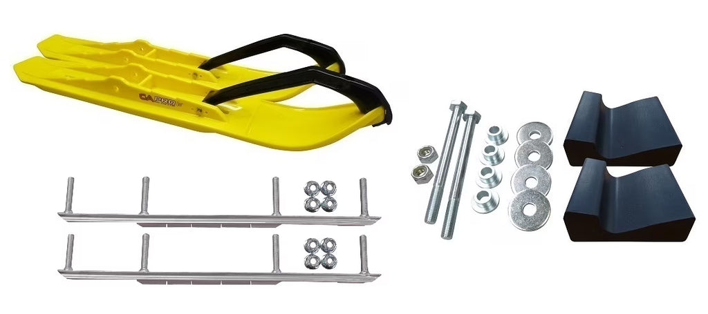 Yellow XCS Snowmobile Skis with 7.5" Shaper Bars Complete Kit M356
