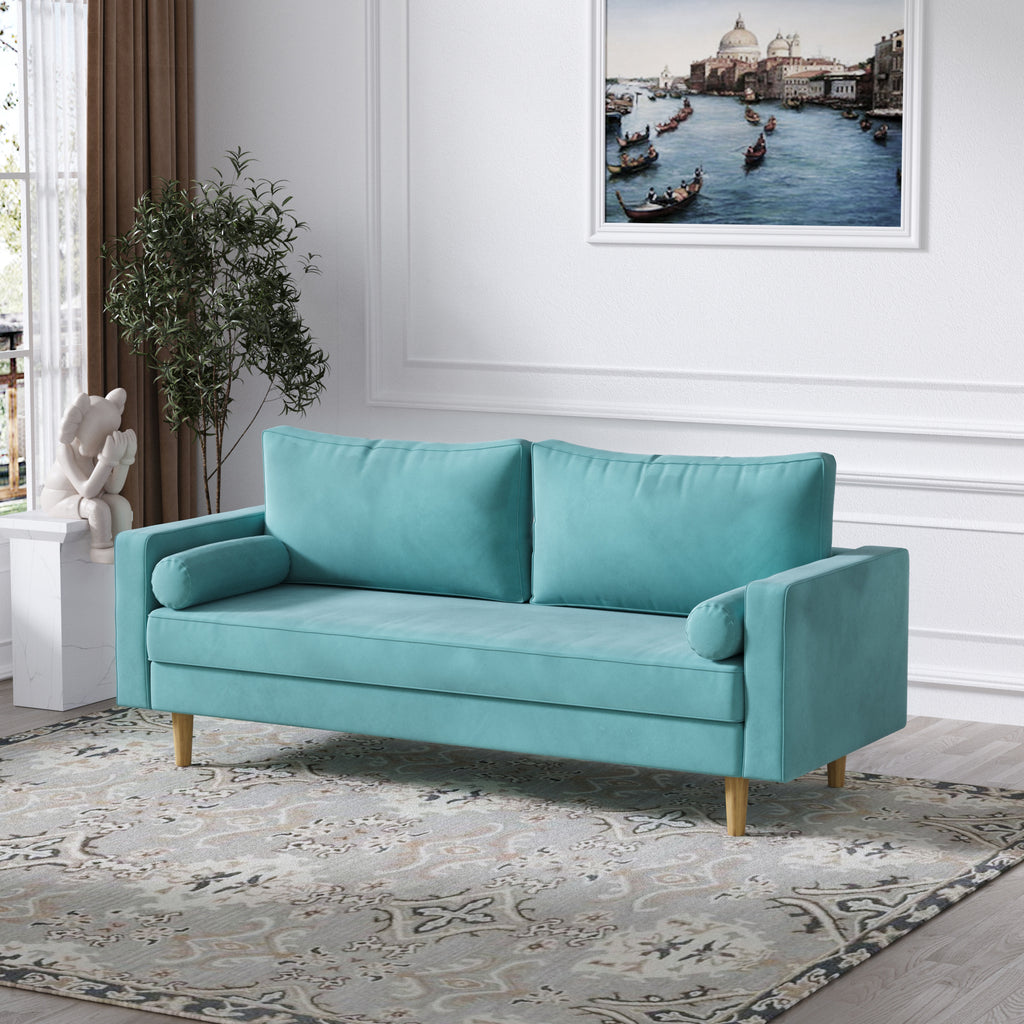 Modern Green Velvet Double Seat Sofa I56357