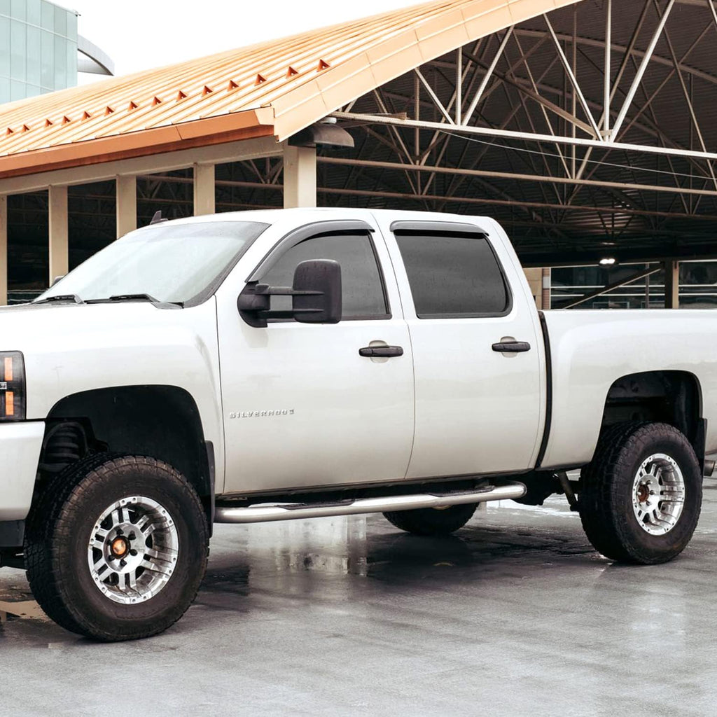 Rain Guards for GMC Sierra 2500HD/3500HD 2007-2014 Crew Cab, Tape-on Window Deflectors, 4pcs W2666