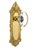 Victorian Plate Passage Oval Crystal Glass Door Knob, Polished Brass V55380