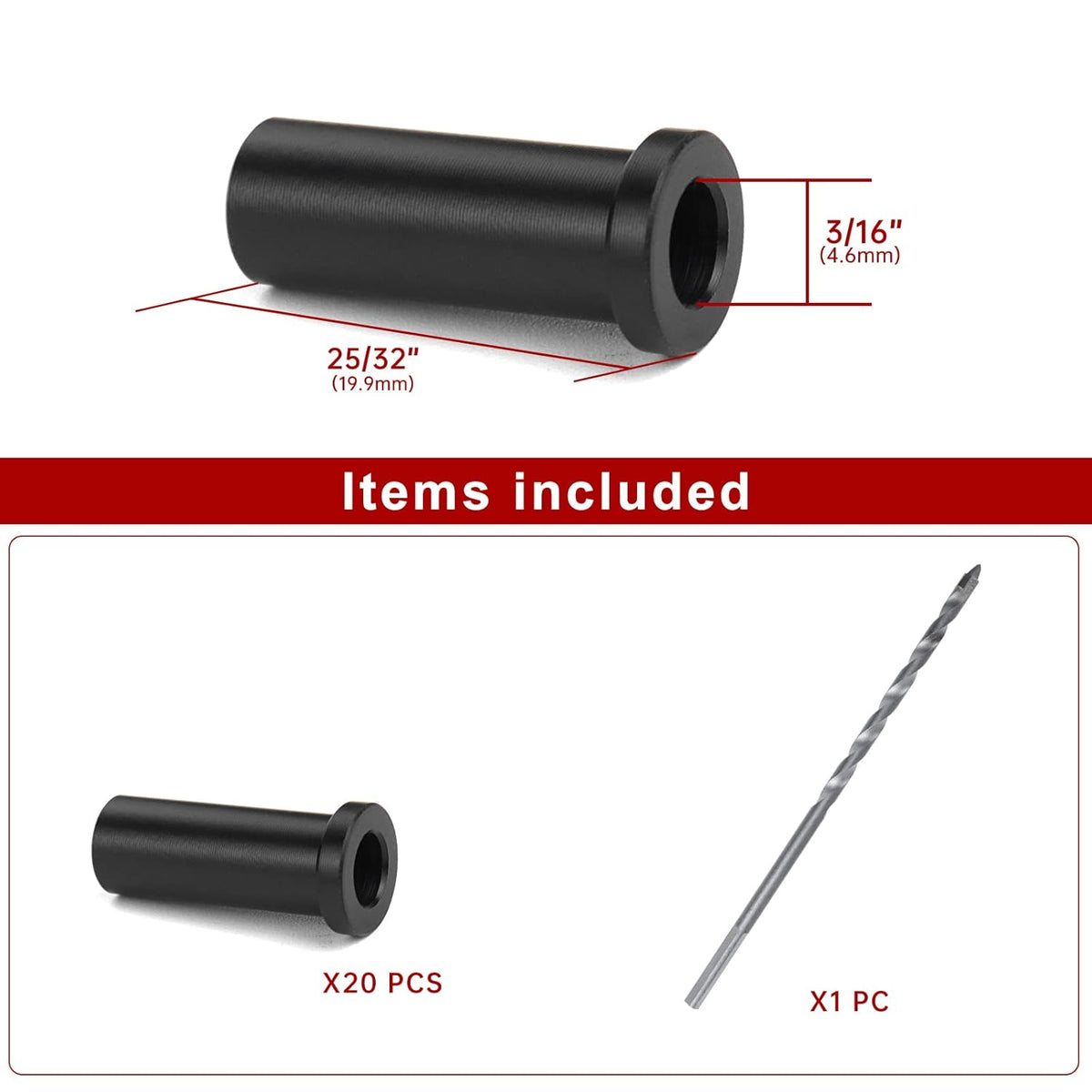 Black Cable Railing Kit Protector Sleeves Grommet for 1/8 5/32 3/16 Wire Rope Wood Posts Deck Stair Railing POM H63169