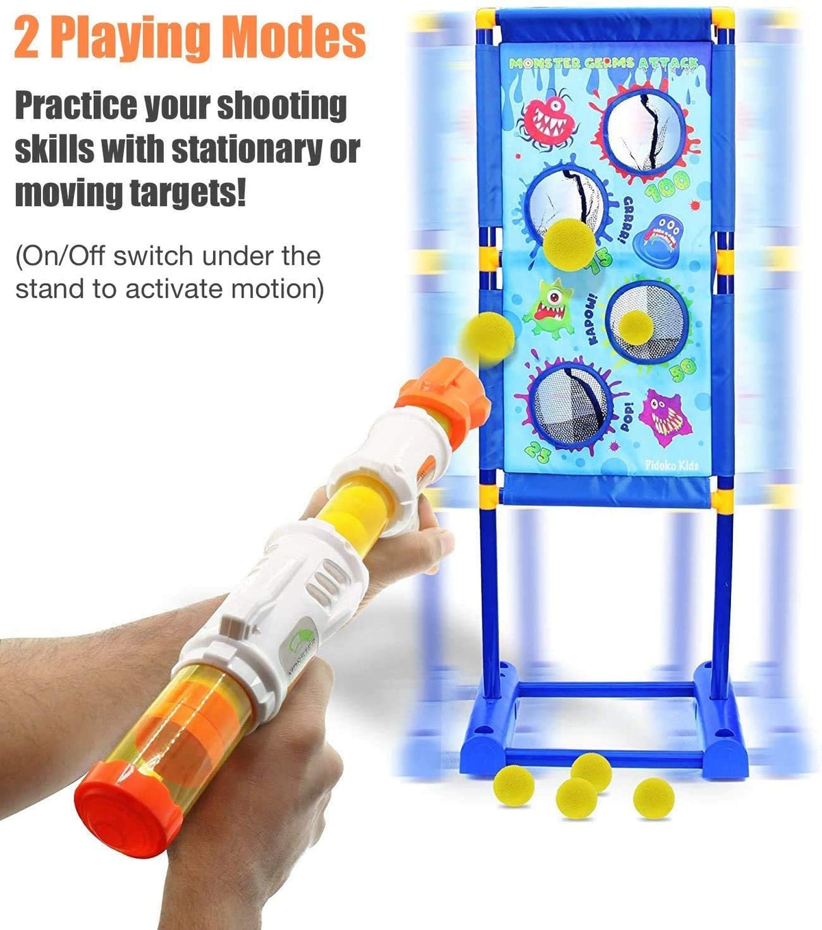 2 Pack Foam Ball Air Popper Guns with Moving Targets J651