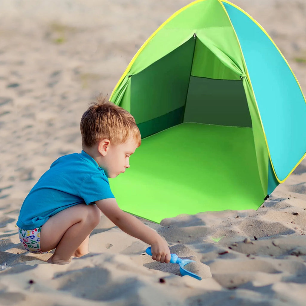 Green/Cyan Pop Up Beach Tent with Carry Bag S8108