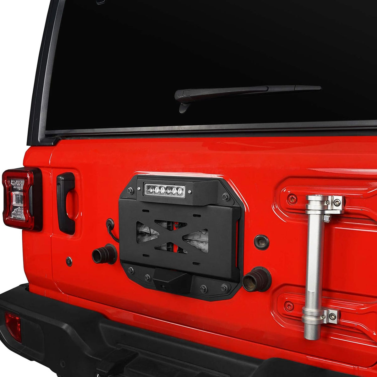 Spare Tire Delete License Plate Relocation Kit with Hole for Factory Back-up Camera & Third Brake Light Compatible with Jeep Wrangler JL 2018-2022 Pack of 2 B54445
