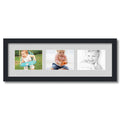 Satin Black 3 Opening Collage Picture Frame for 5x7 Photos with Grey Candlewick Mat P506752