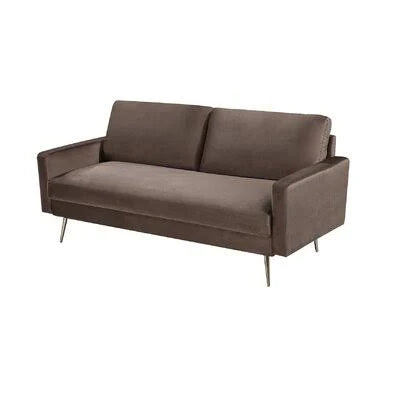 Brown Velvet Square Arm Sofa C44657