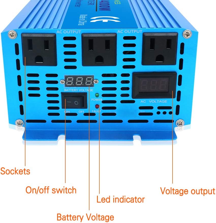 2000 Watt Pure Sine Wave Power Inverter 12V DC to 110V AC Converter with LCD Display B712772