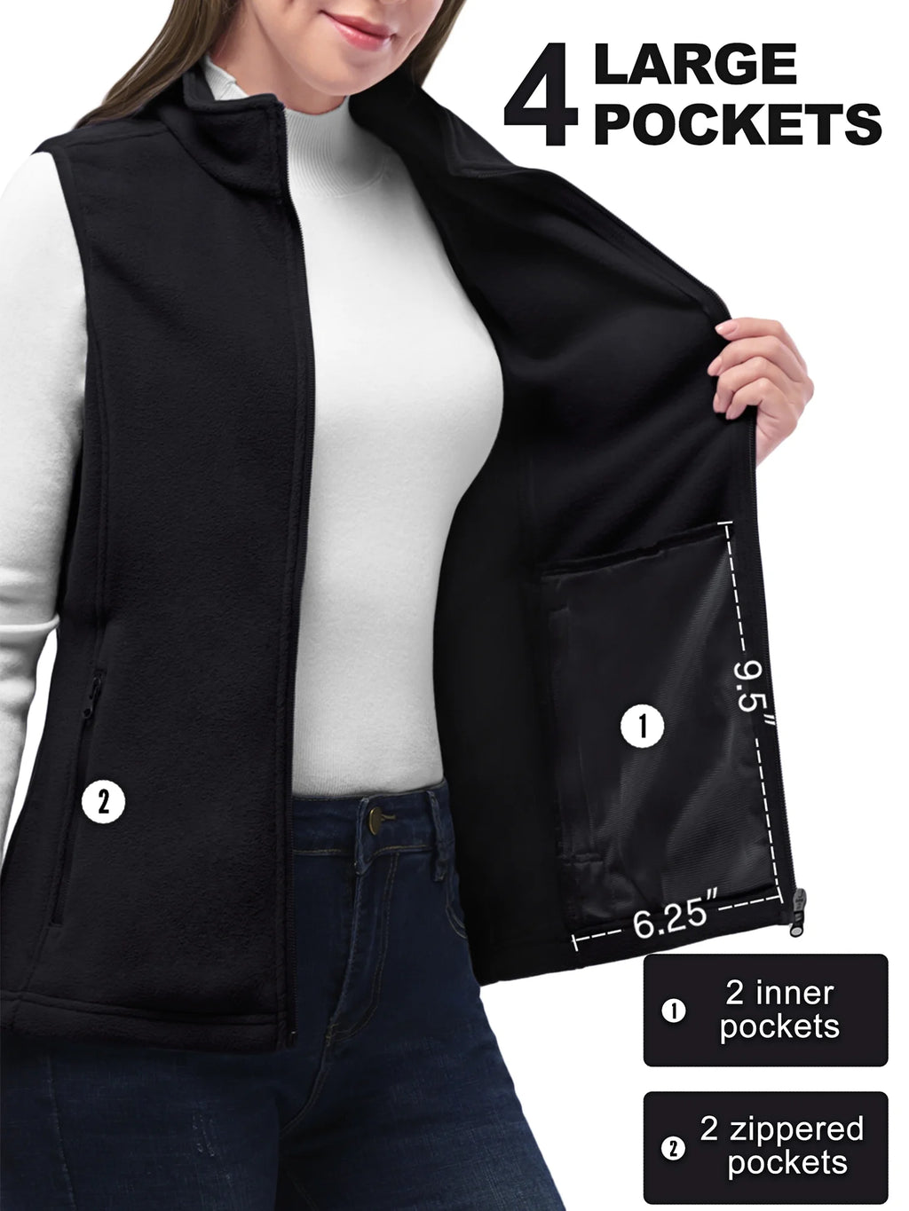 Lightweight Fleece Vest with Zip Up Pockets D1763